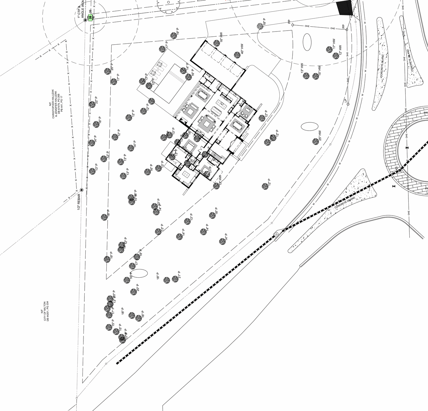 14750 Hopewell Road — Site Plan showing the 1.42-acre setting and planned pool/spa