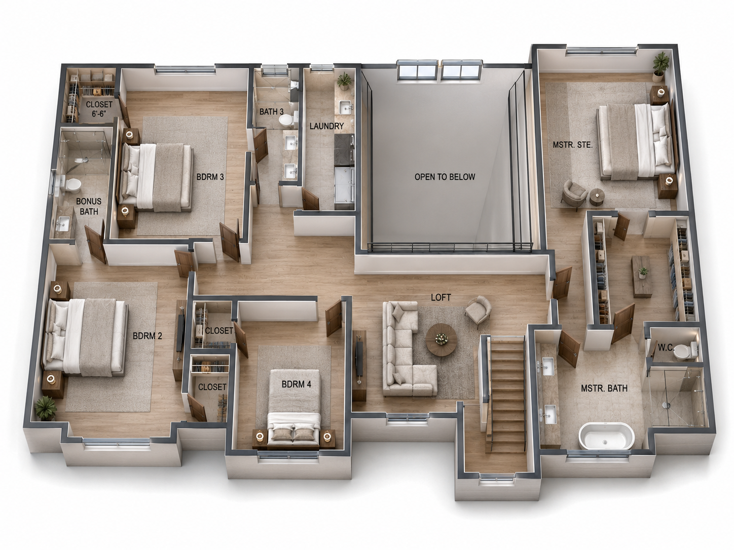 The Ashford — Upper Floor 3D Isometric Rendering