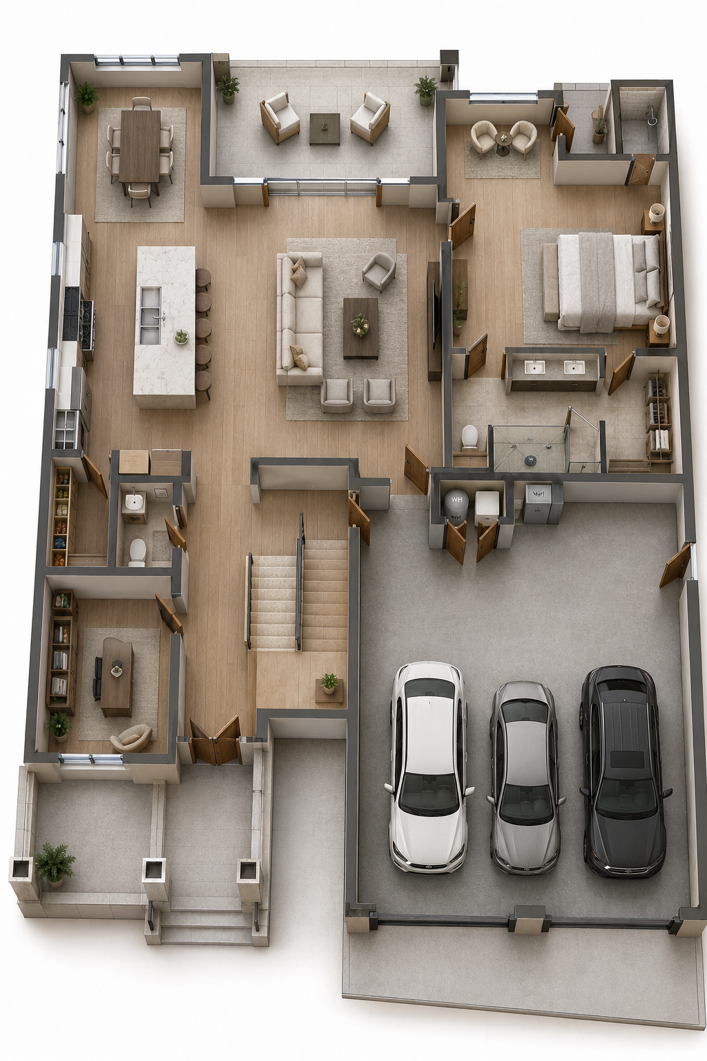 The Crestview — Main Floor 3D Rendering