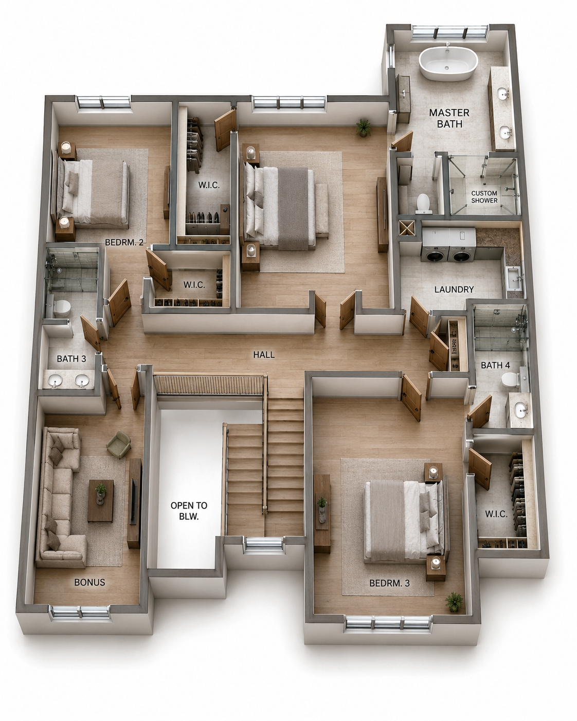 The Crestview — Upper Floor 3D Rendering